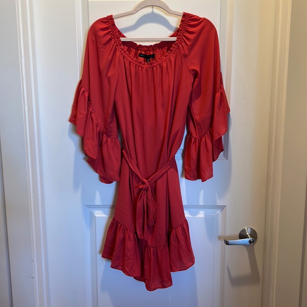 White House Black Market Coral Ruffle Dress